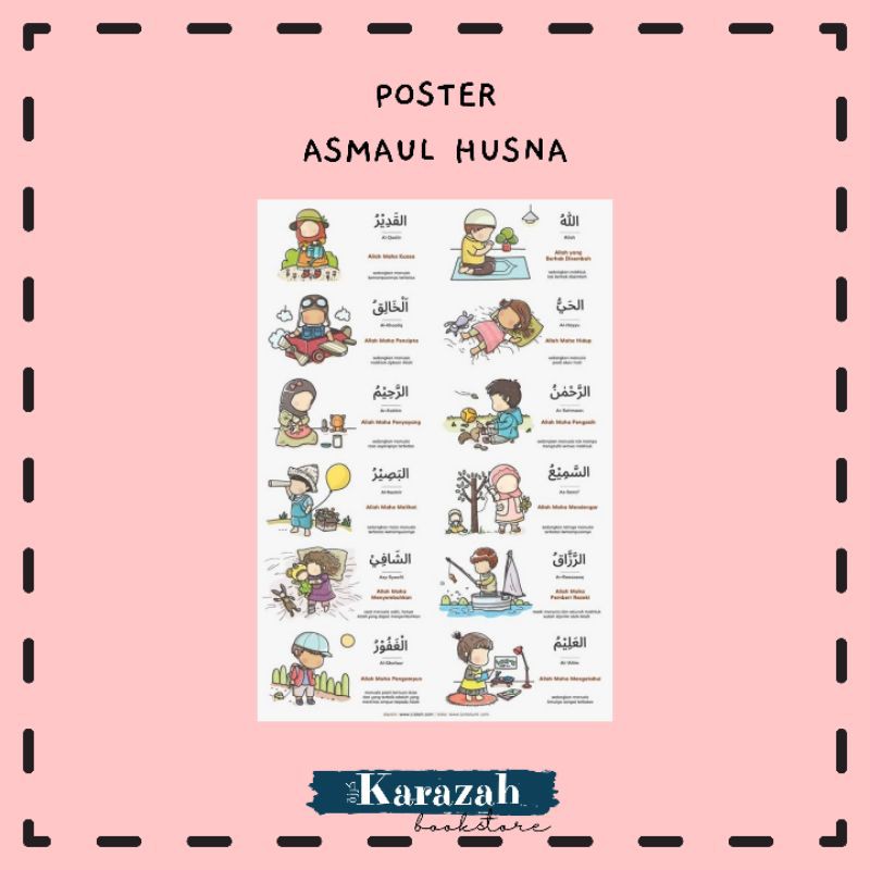 Poster Anak Asmaul Husna - Poster anak faceless - Poster Edukasi anak