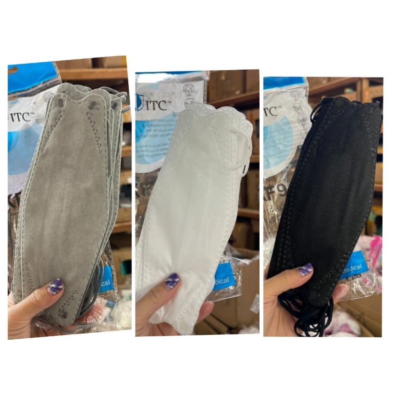 Masker KF94 Murah abu grey hitam putih tali senada