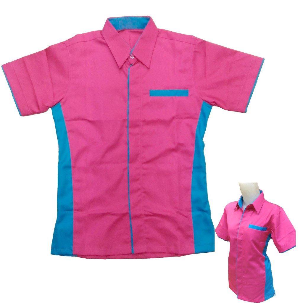 Seragam karyawan pink wanita / seragam kerja / kemeja drill warna pink