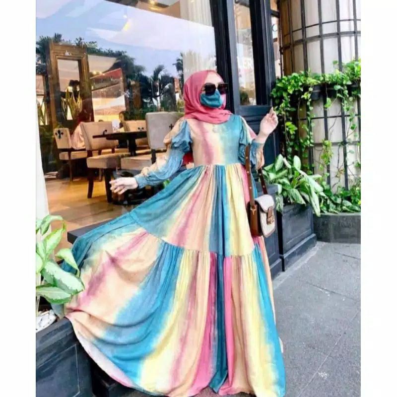 gamis pelangi mewah vivorie hijab original