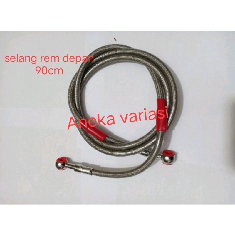 selang rem depan variasi panjang 90cm universal - silver