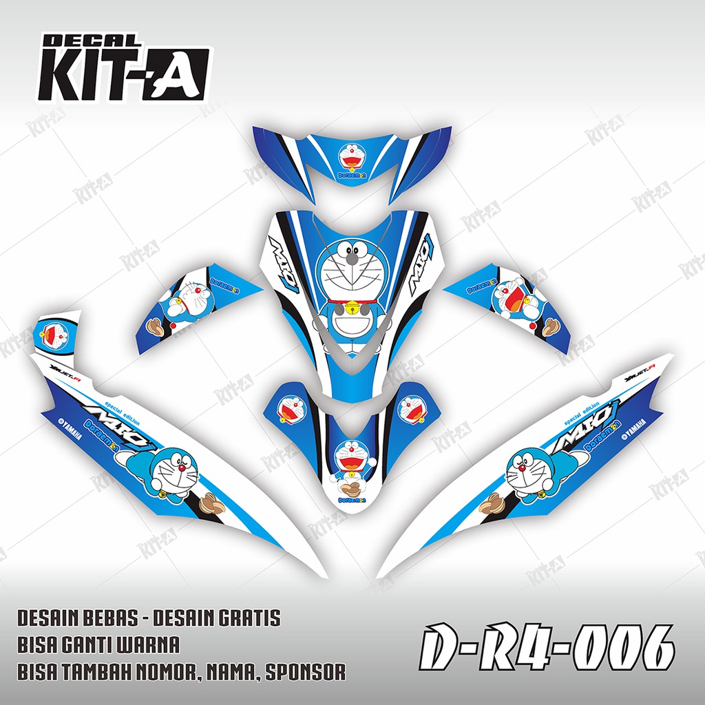 Decal Stiker Motor Mio J Doraemon Biru Dekal Sticker Striping Mio