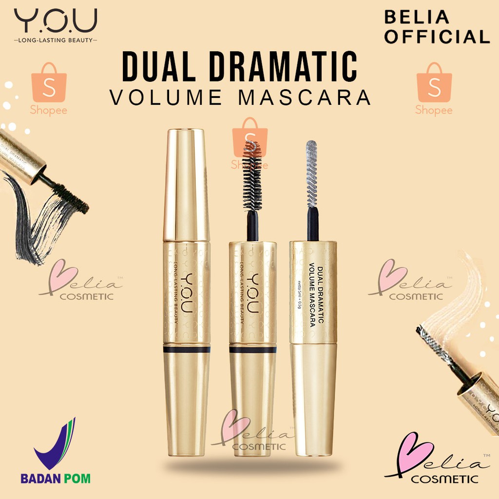 ❤ BELIA ❤ YOU The Gold One Dual Dramatic Volume Mascara 5mL + 0.5g | Y.O.U Makeups (✔️BPOM)