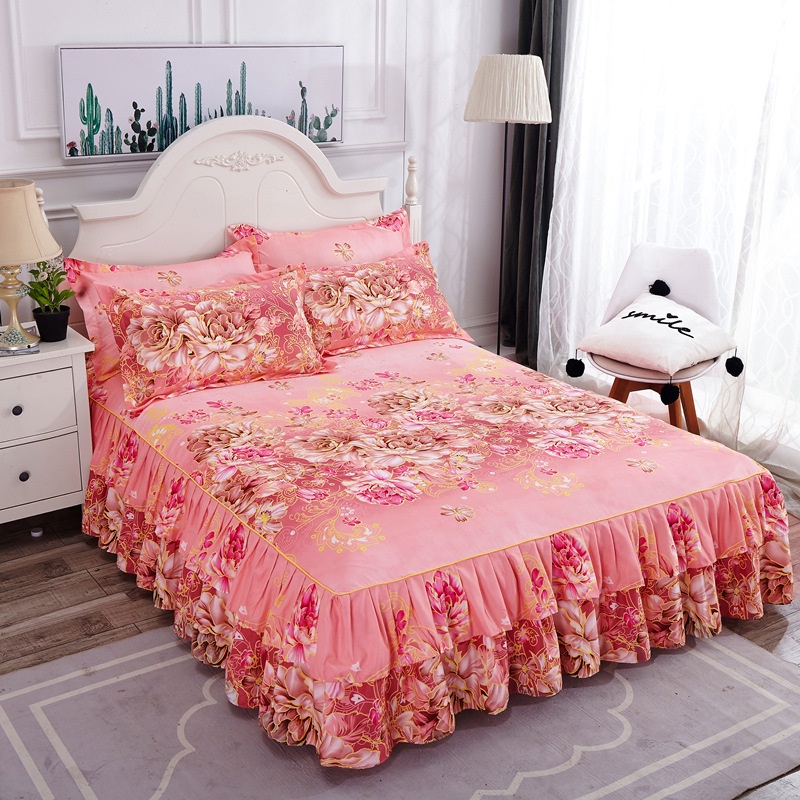 Set Seprai 3 Dalam 1, Sprei Cadar Ukuran Single 3 IN 1, 1.8M/1.6M/2.0M Sprei Pelindung Tempat Tidur Dengan 2 Sarung Bantal