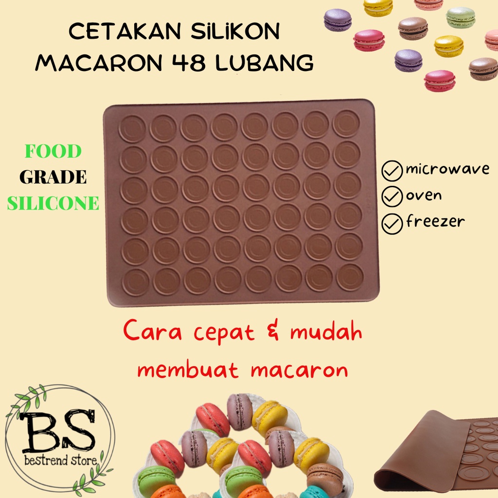 Cetakan Macaron Alas Macaroon Silikon Baking Pan 48 Lubang