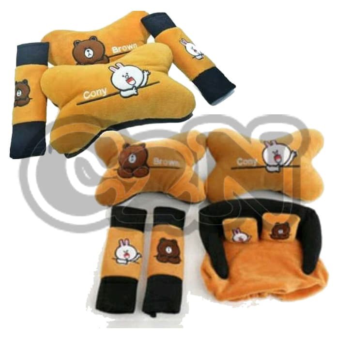 TERMURAH Bantal Cony Brown Line 9 pcs Mobil Calya