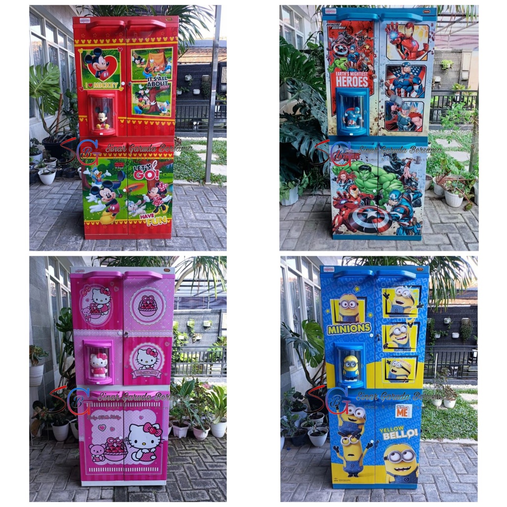 [BANYAK KARAKTER] LEMARI PLASTIK KARAKTER ANAK + BONEKA / LEMARI SERBAGUNA PLASTIK BERGAMBAR UNTUK A