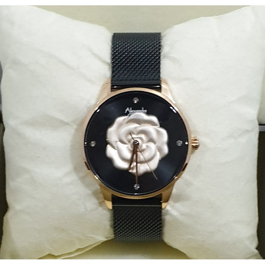 Alexandre Christie Ac 2723 Rosegold Black Jam Tangan Wanita Original