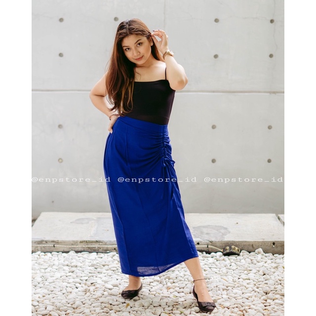 ROK TALI SERUT //ROK KEKINIAN //ROK PANJANG-BIRU