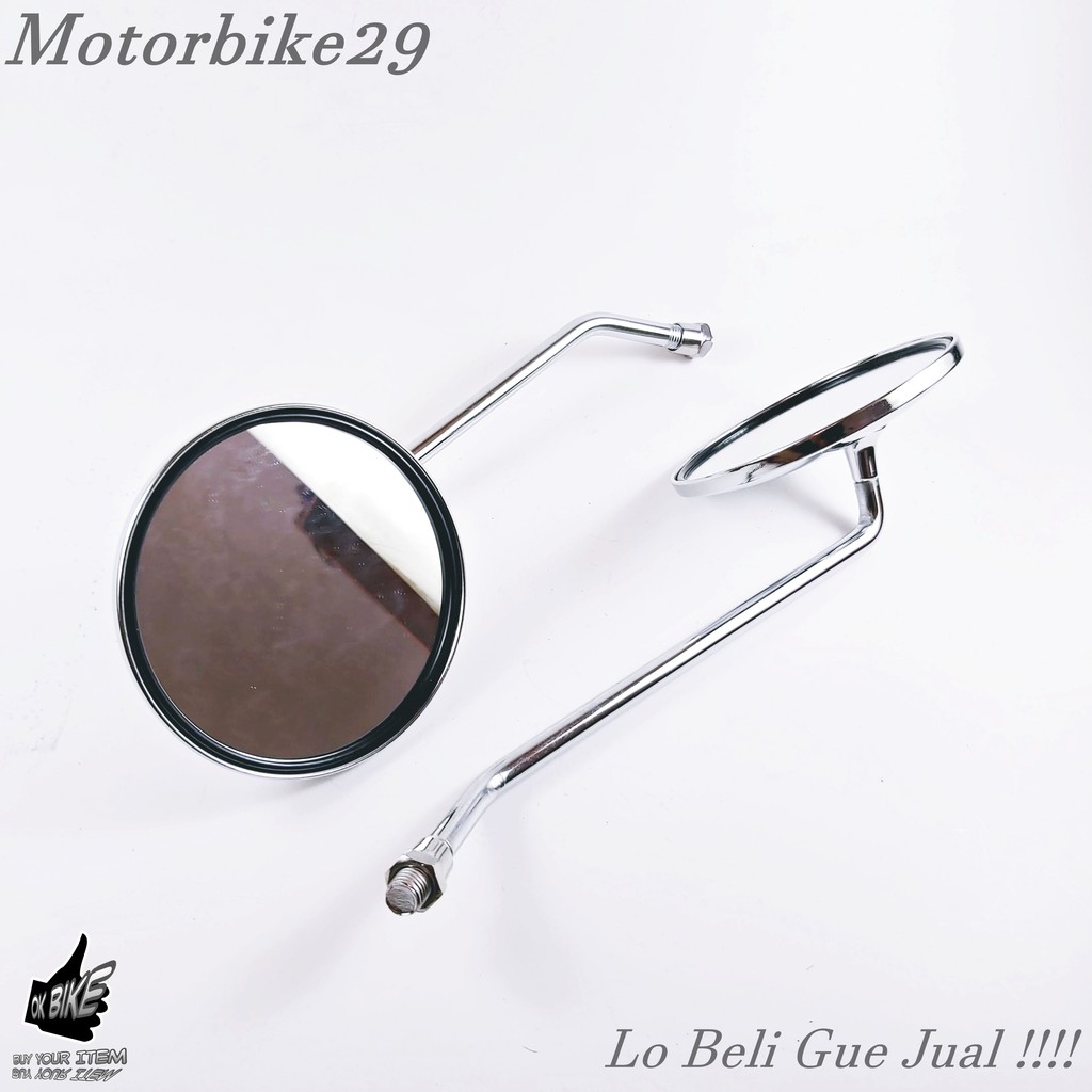Spion Bulat Honda Klasik  Chrome Tiang Panjang Motor Retro Japstyle