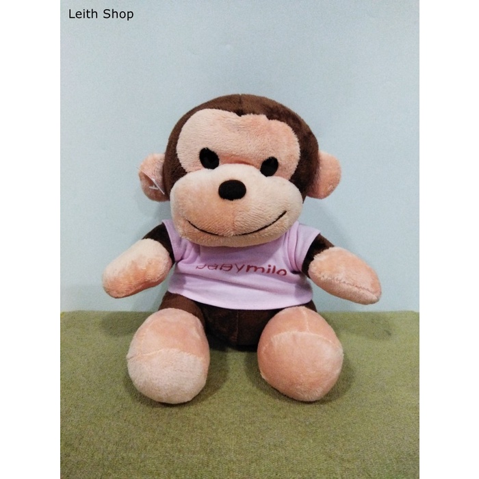 Boneka Baby Milo Baju Pink Plush Doll Small Millo Monyet Lucu Monkey