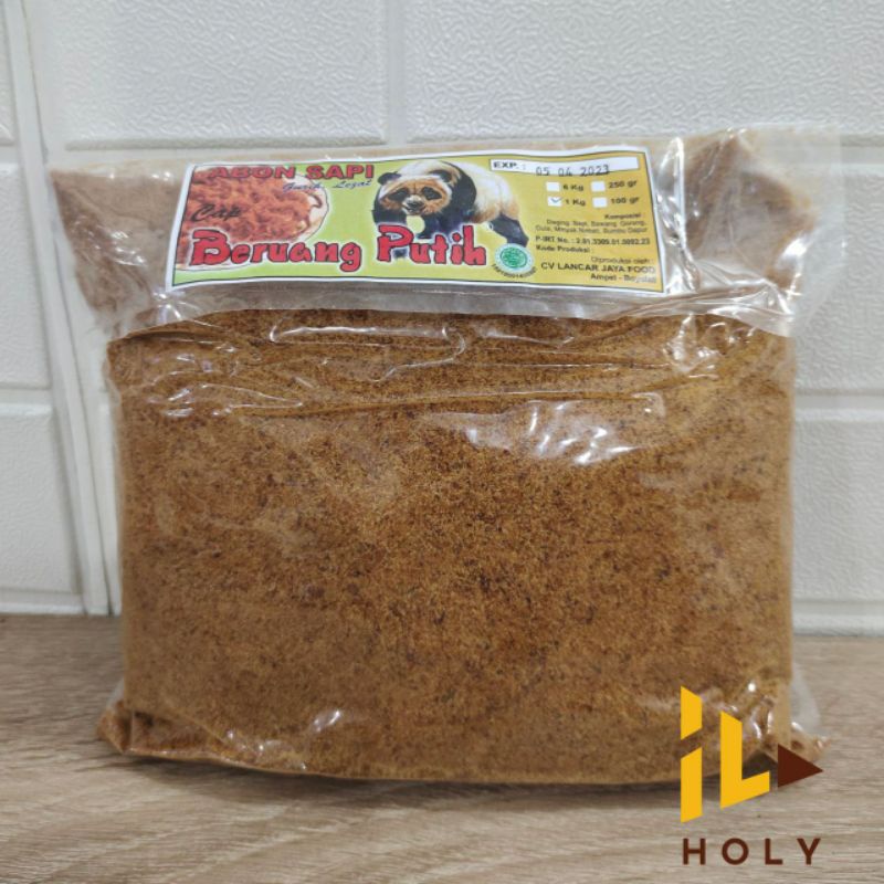 

Abon Sapi Cap Beruang Putih (1kg) KEMASAN ASLI Kualitas Super