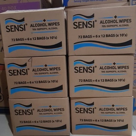 Sensi Alcohol Wipes 70% Isopropyl Alcohol / Tisu Basah Alkohol isi 10