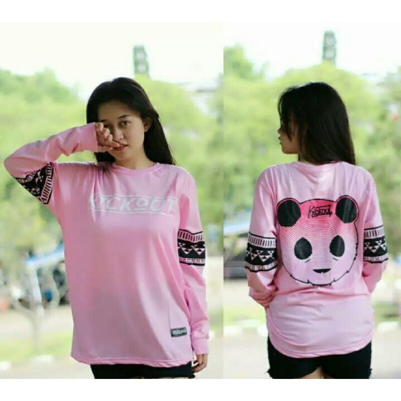 kaos distro kickout apparel pink lengan panjang