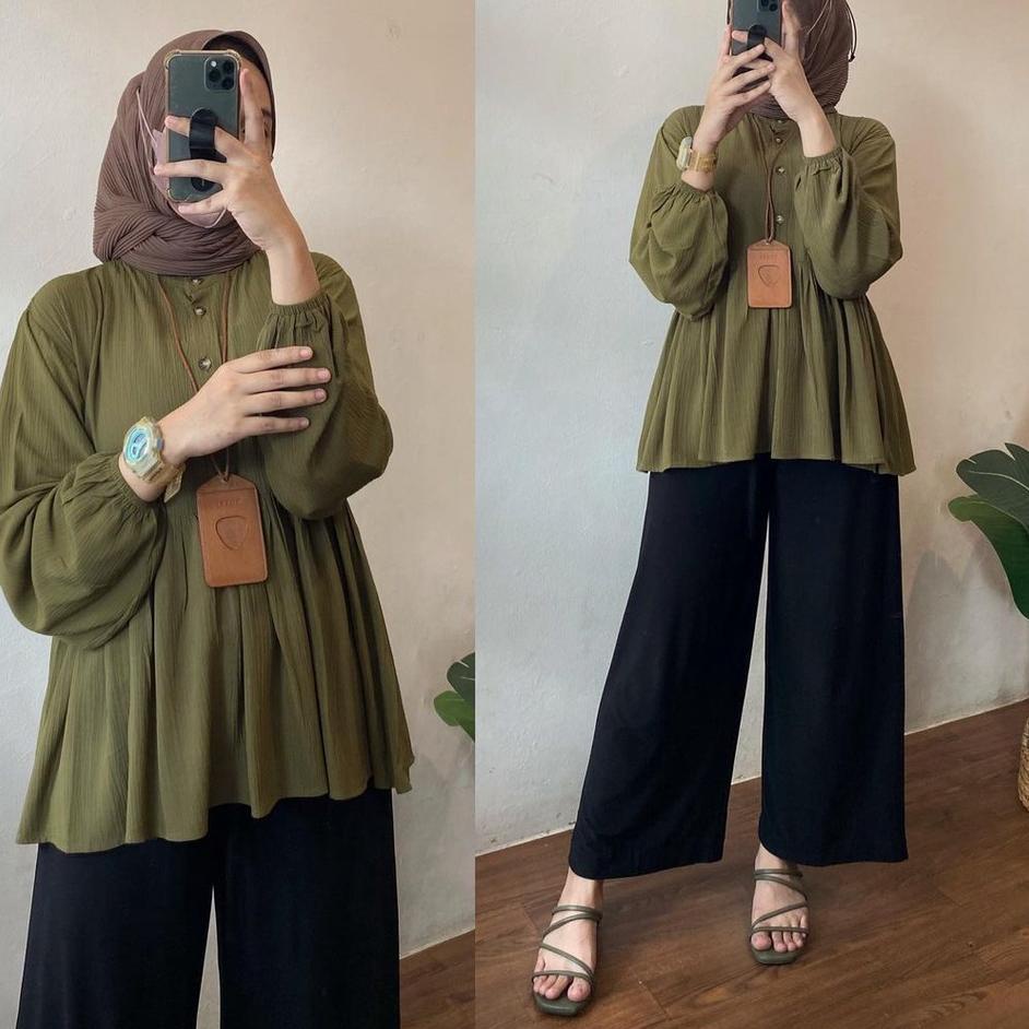 Special Raisa Blouse Crinkle Rayon  Rania Blouse Wanita Atasan Crinkle 라마