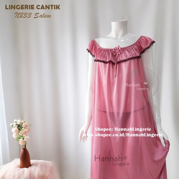 M L XL Baju Tidur Cantik by Hannah Lingerie Wanita Lingering Lingerie Sexy Satin Saten Silk N233