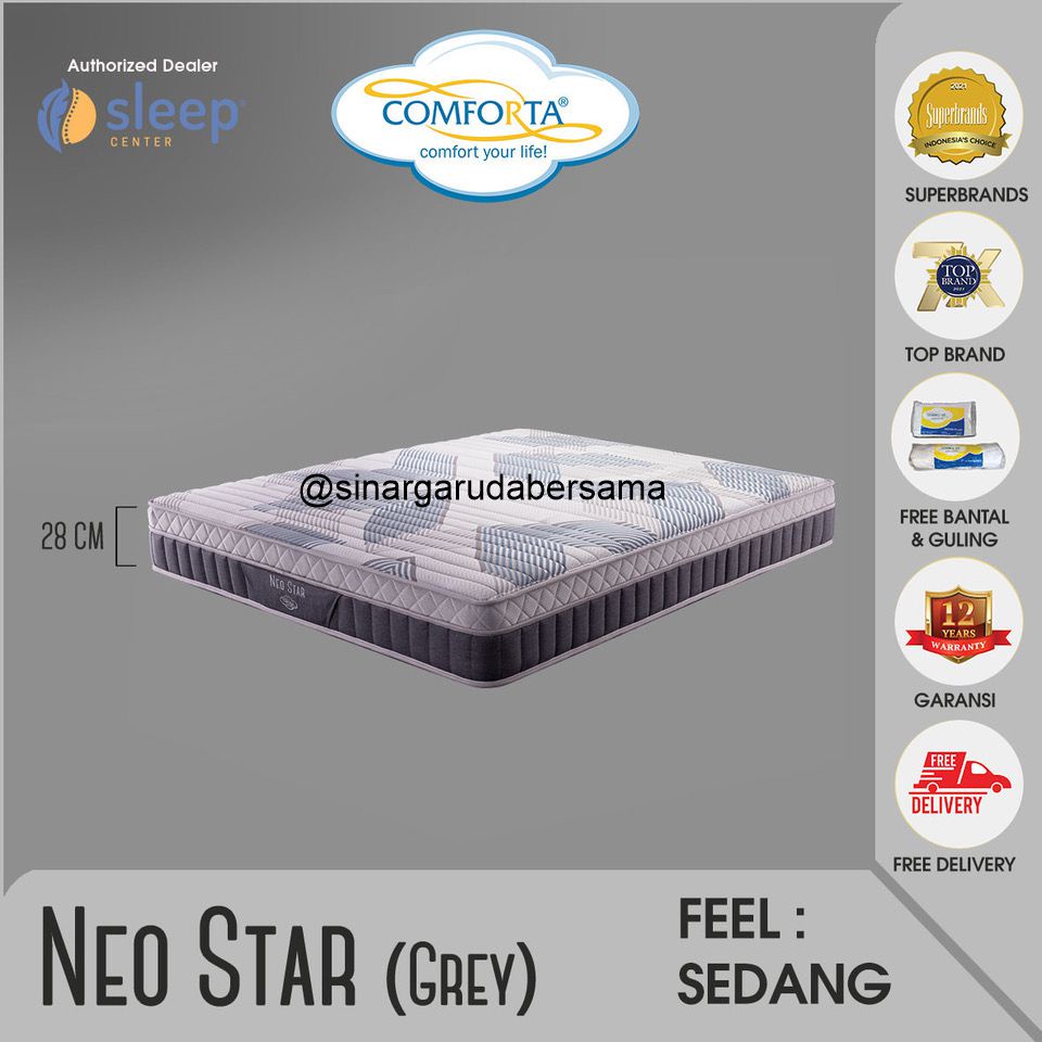 MATRAS SPRING BED MERK COMFORTA TYPE NEO STAR UKURAN LENGKAP 100 120 160 180 200
