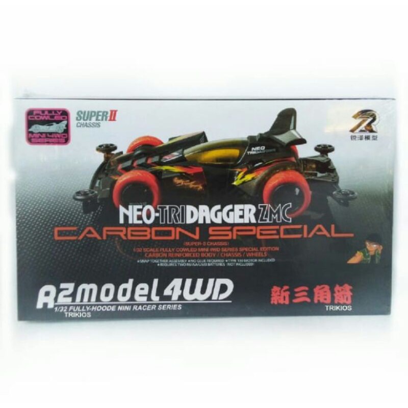 Rep.Tamiya mini 4WD merk Ruize Neo Tridagger ZMC Carbon Special