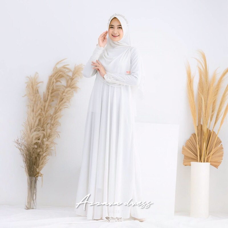 GlizHijab | Azzarah Dress - Dress Only Premium Bahan Cerutti Babydoll Gaun Muslimah Dress Umroh Syari Size XS - JUMBO-3