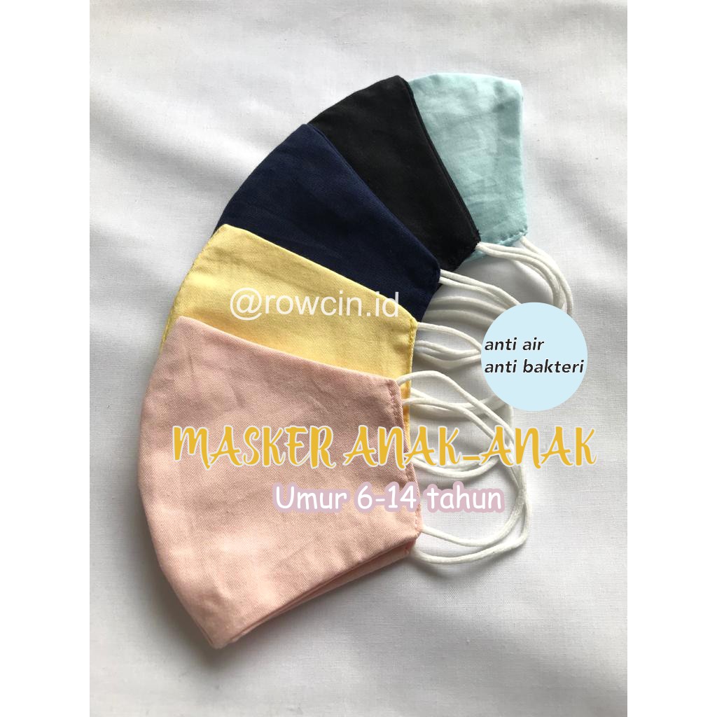 MASKER KAIN (ANAK-ANAK) ANTI AIR ANTI BAKTERI KARET BULAT EARLOOP NONMEDIS