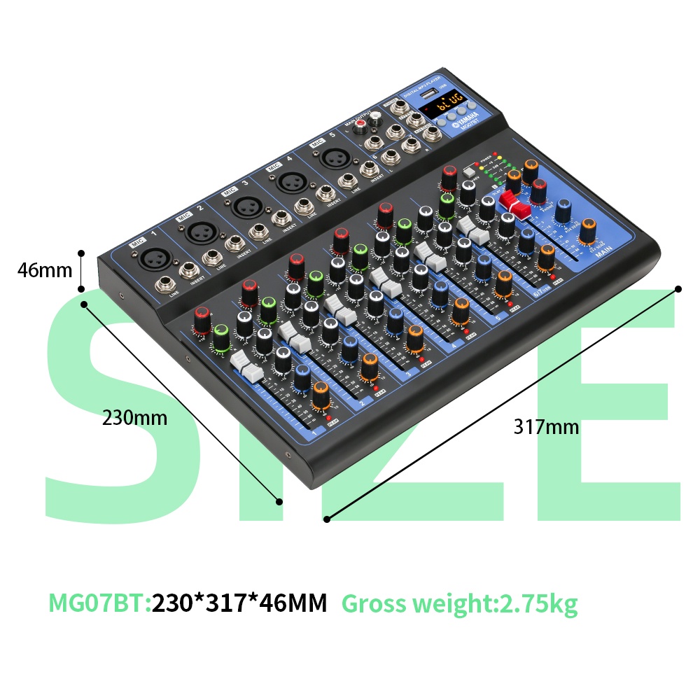 AUDIO MIXER  mixer profesional 7-channel MG07BT mixer USB penguat sinyal Penguat KTV penguat kinerja panggung penguat kinerja panggung