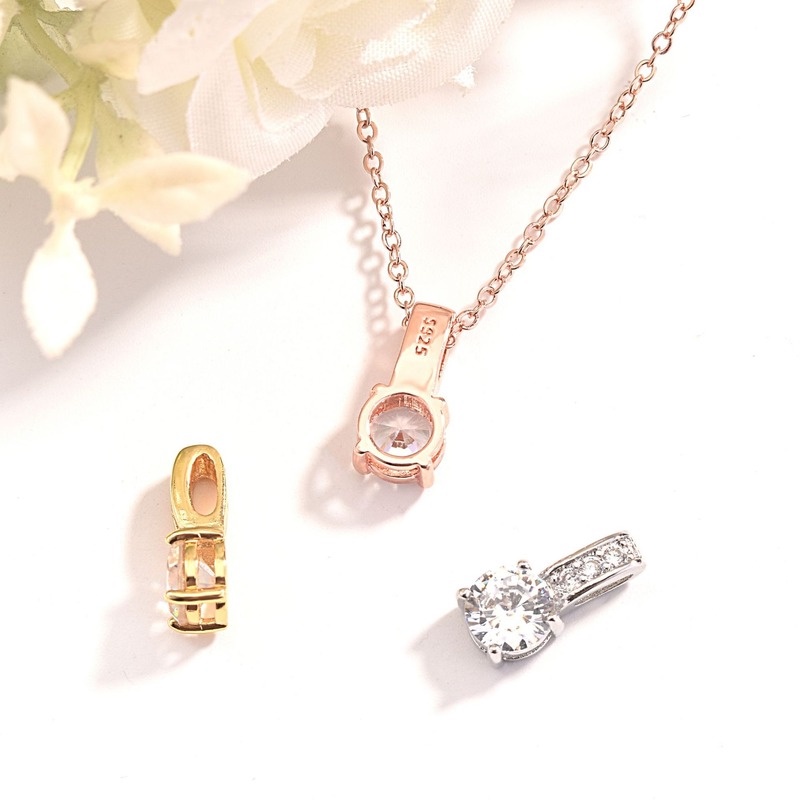 [Ready Stock]Fashion Simple Silver Plated Diamond Pendant Necklace