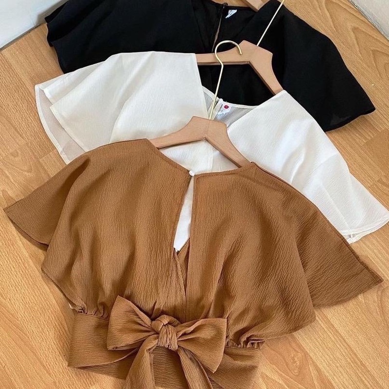 FEMEI OUTER CRINCLE // BOW BACK CROP CARDIE