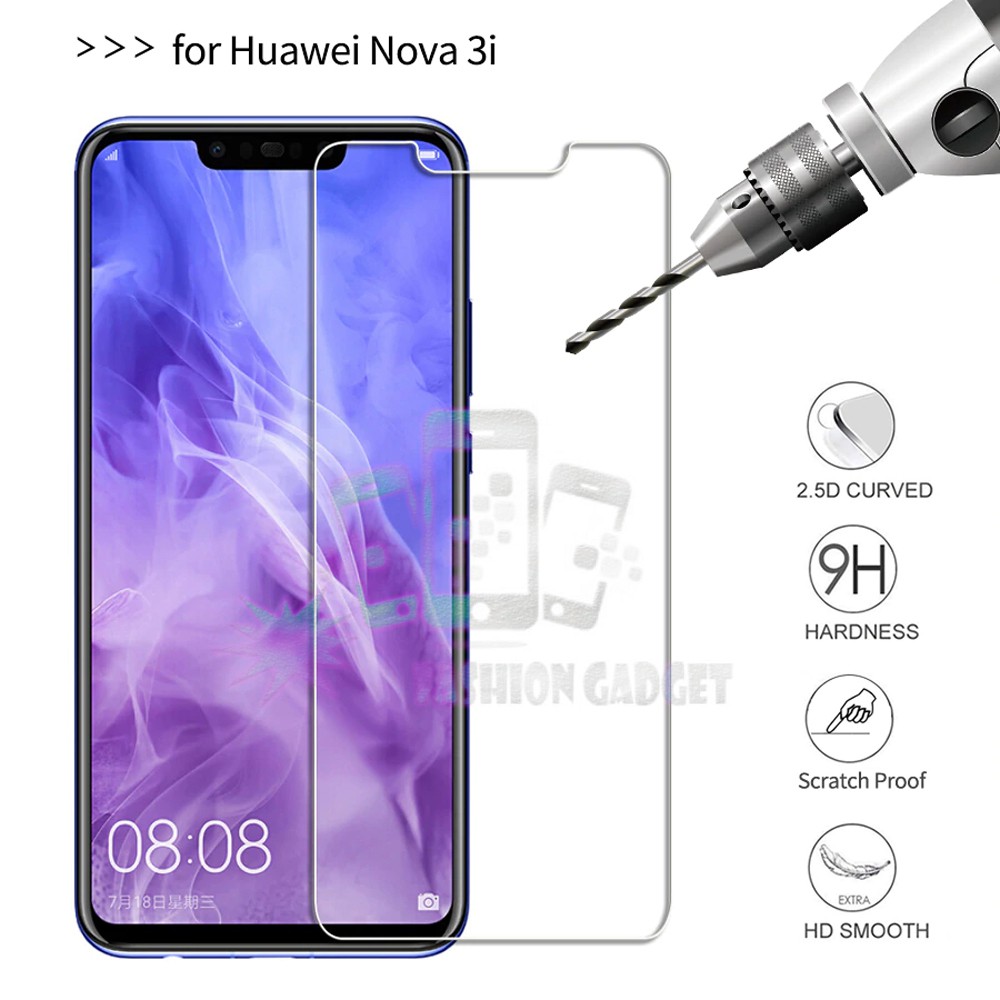 Tempered Glass Huawei Nova 3i Full Screen White Anti Gores Kaca Screen Protector Screen Guard Pelindung Layar - Putih