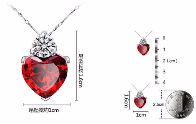 Set perhiasan swarosvki kristal romantic heart anting kalung A03 red IMPORT