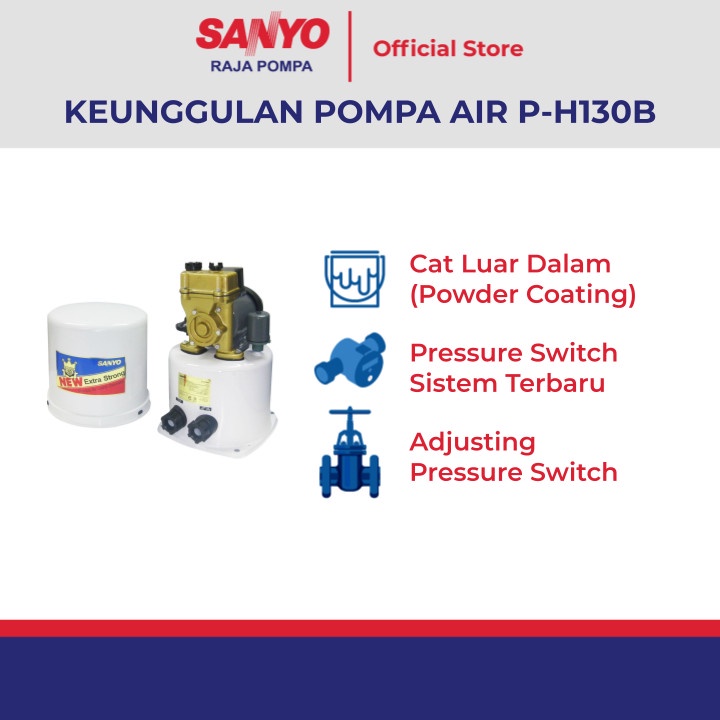 SANYO P-H130B / PH130B Mesin Pompa Air Sanyo Otomatis - Shallow Well Pump