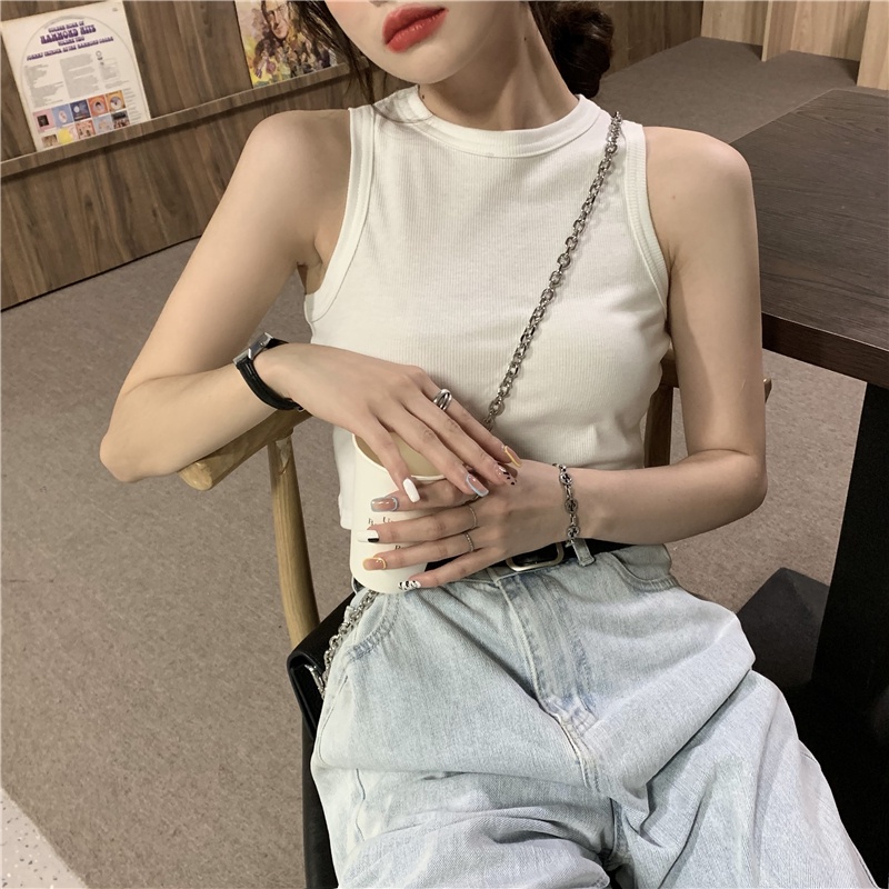 Korean Style Rompi rajut wanita kotak kotak  Pakaian Wanita Rompi wanita Crop top/V-neck tanpa lengan kasual crop top knit/outer rompi panjang wanita/Rompi rajut