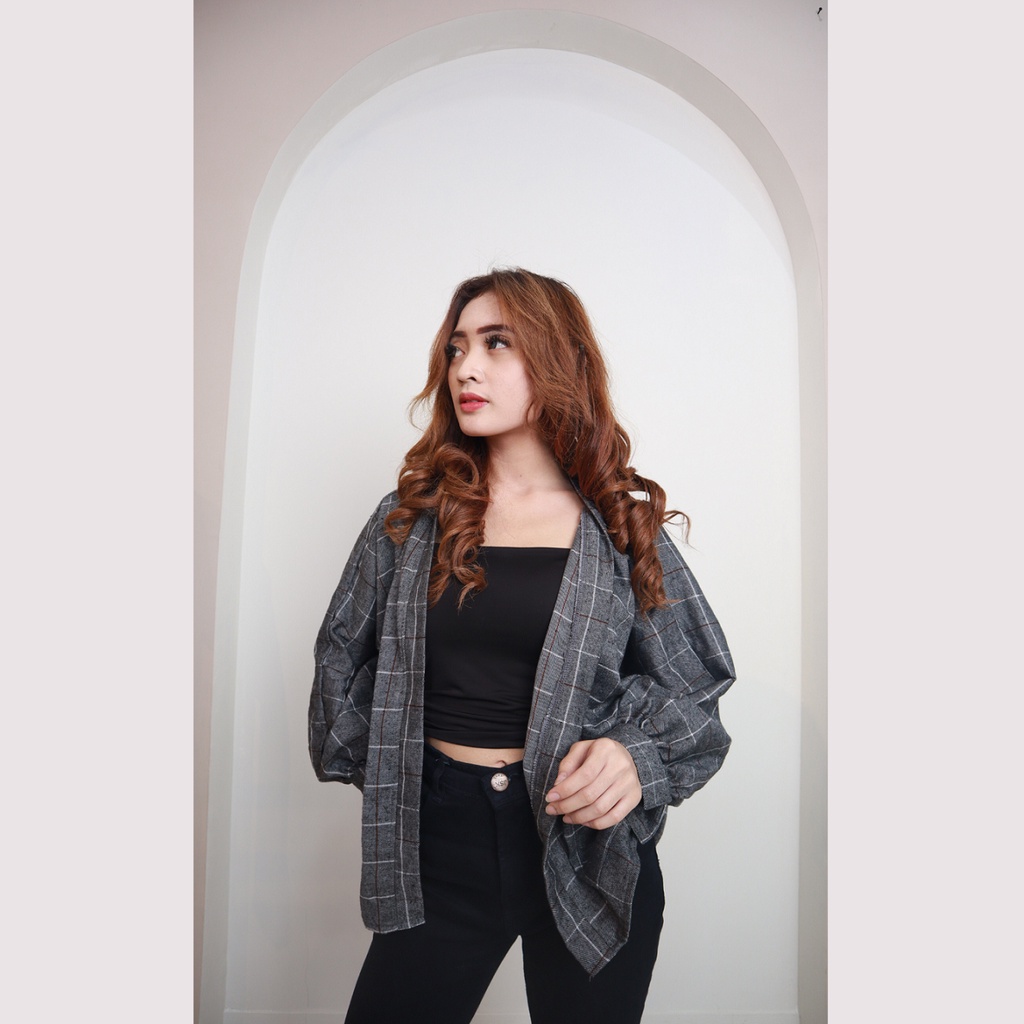 Baju Wanita Cardigan Outer Flanel Batwing Wanita Premium