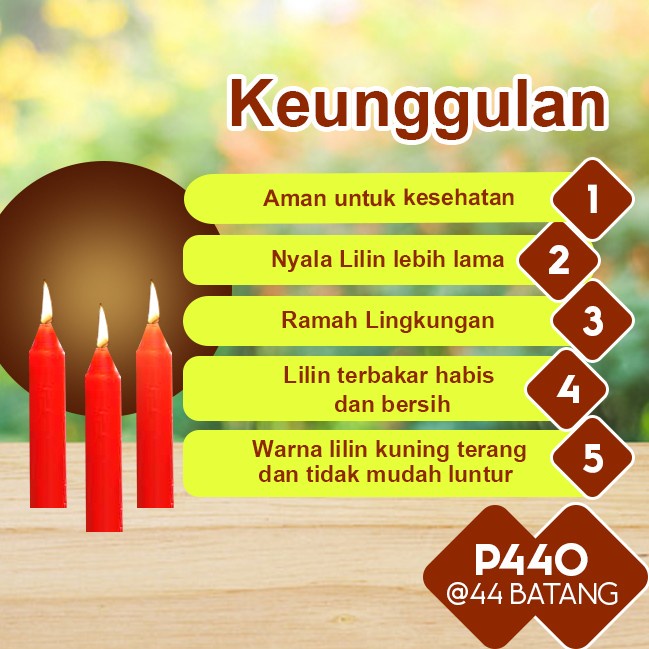 Lilin Batang Sembahyang Sukhavati P360 Merah