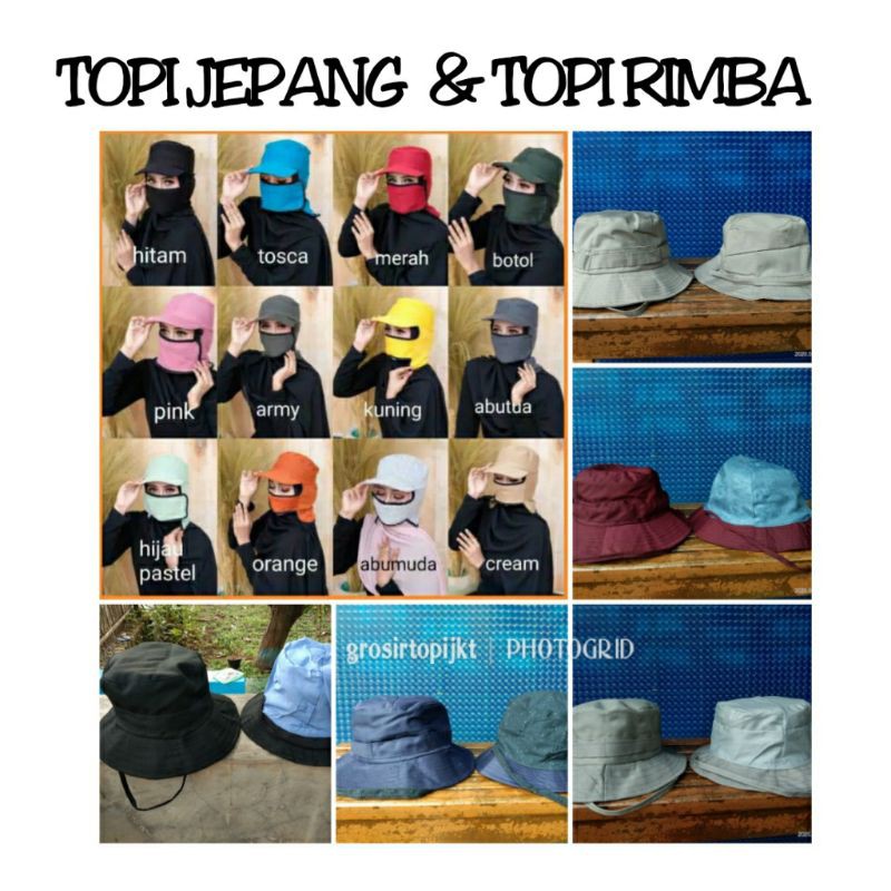 Topi Rimba Tali - Topi Jepang Masker - Topi Bucket Rimba - Bucket Hat Rimba - Topi Polos - Topi Pria