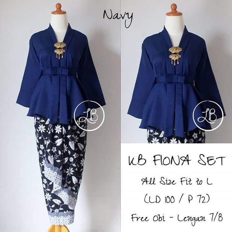 Setelan Kebaya Modern Kutu Baru / Floy Fiona Navy Dan Pilihan Warna Cantik Lainnya