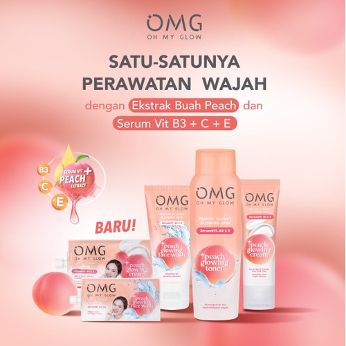 OMG Peach Glowing Series | Peachy Plumpy Glowing Skin | Cream | Face Wash | Toner | Krim Wajah | Sabun Cuci Muka | BPOM| Serum | Mugwort Acne Serum