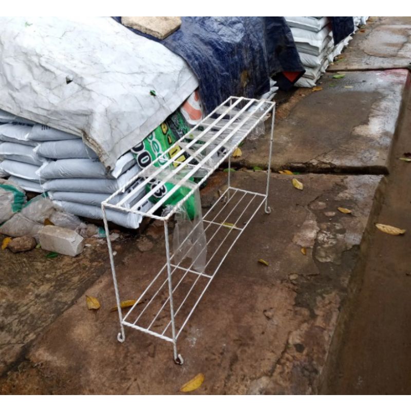 rak pot bunga besi 2 susun / rak bunga besi / standing pot 2 susun/