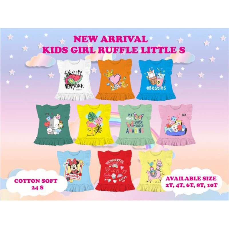 Kaos Anak Ruffle 2-8 Tahun by LITTLE S Kaos Kids Girl Ruffle