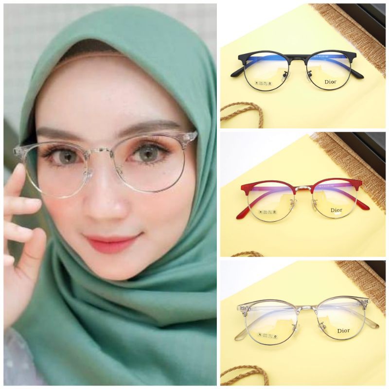 Frame Kacamata Minus Bulat Lensa antiradiasi Pria Wanita - Kacamata Fashion Bulat Retro Flow