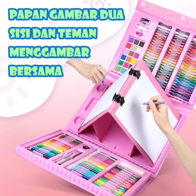 

ART SET 208 PENSIL WARNA Crayon set208pcs - Crayon Mewarnai - 208 Warna - Pensil warna Papan Gambar dua sisi