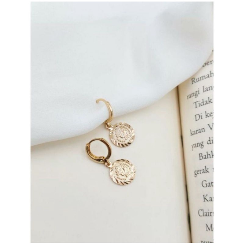 Anting Koin Ratu Elizabeth Emas Xuping Mewah N24072104