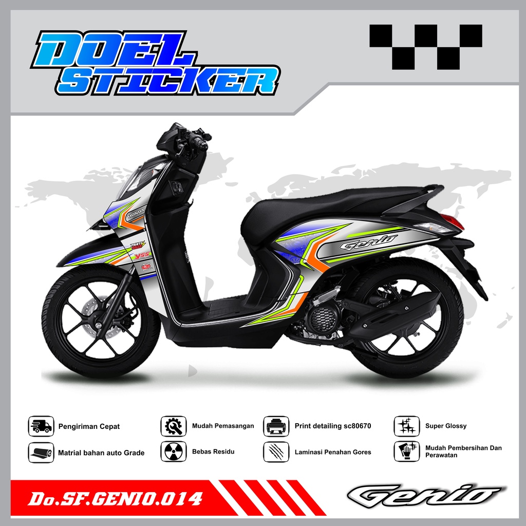 Sticker Striping Variasi Genio List Variasi Hologram , Crome Doel 014