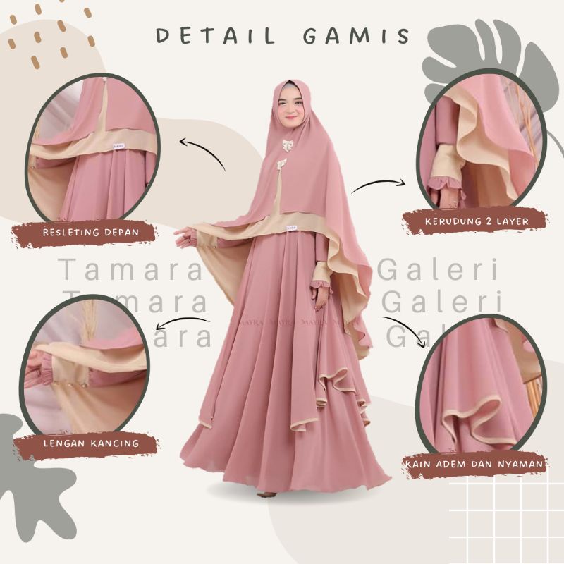 Gamis Syari Ceruty Mix Renda Depan dan Tangan | Gamis Syari Busui | Gamis Set Khimar Terbaru-1