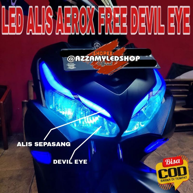 paket lampu alis LED alis Yamaha aerox old aerox new free devil eye demon eye super terang no bintik