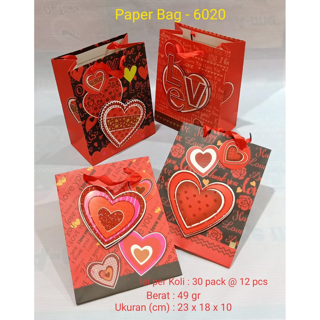 Paperbag Valentine 3D - 6020 Tas Souvenir Bungkus Kado Paper Bag 3D