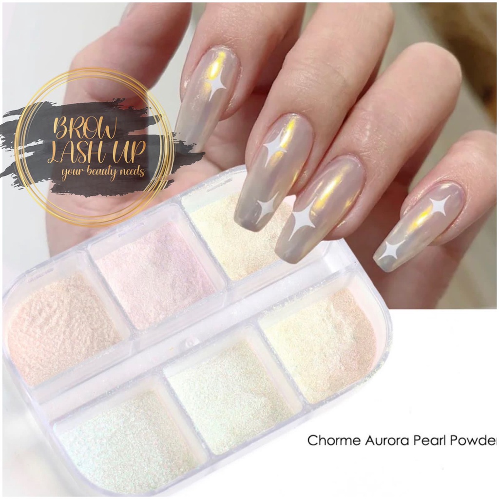 Powder Chrome Aurora Pearl Glaze Donut Nailart / Bubuk Chrome Powder Pearl Bubuk Mutiara Kuku