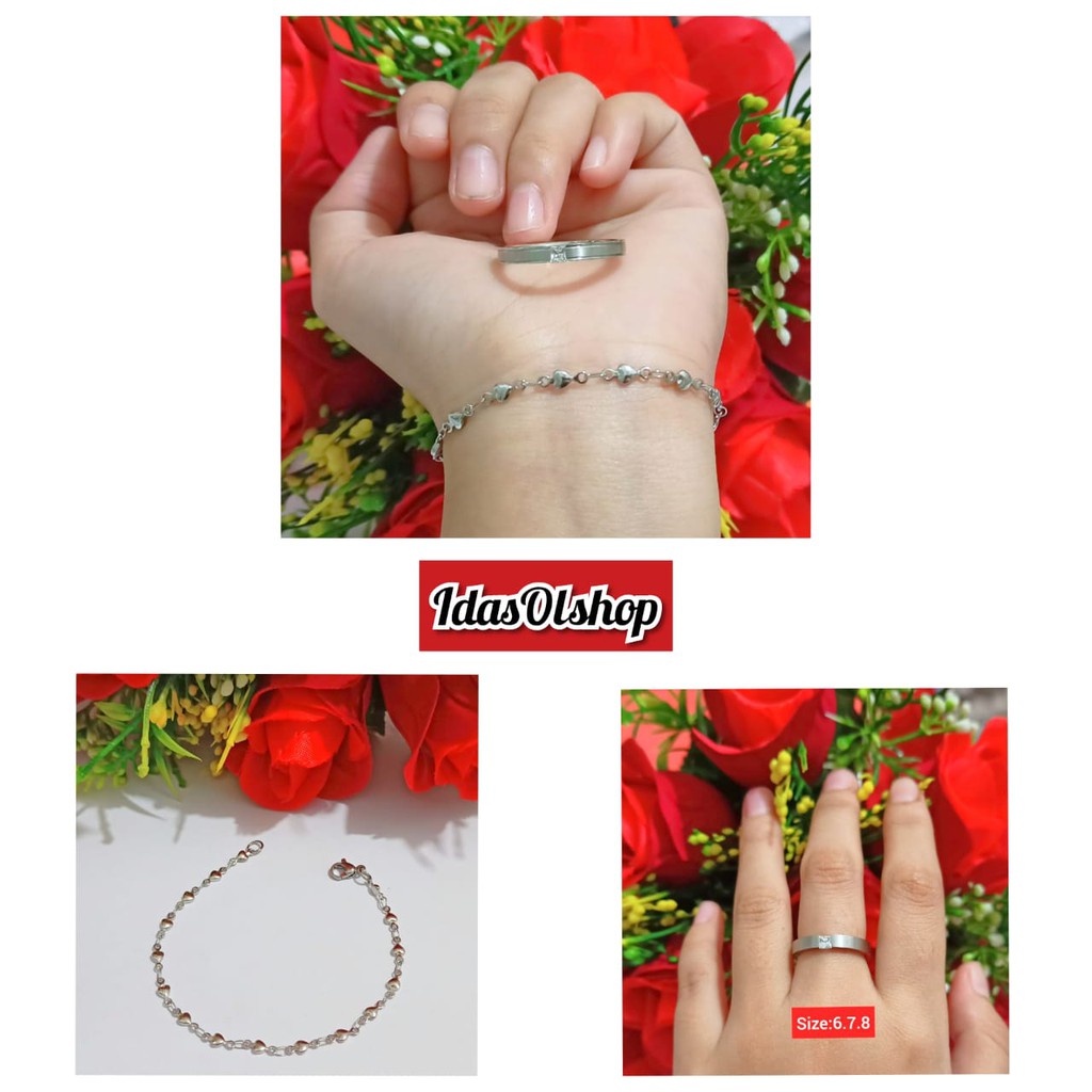 Gelang TITANIUM  Dewasa Free Cincin Titanium Staeinlees Stell