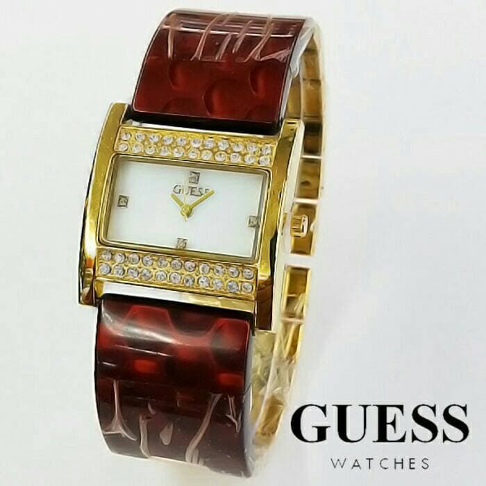 Jam Tangan Wanita Guess Mika Kotak Merah Maroon Marun