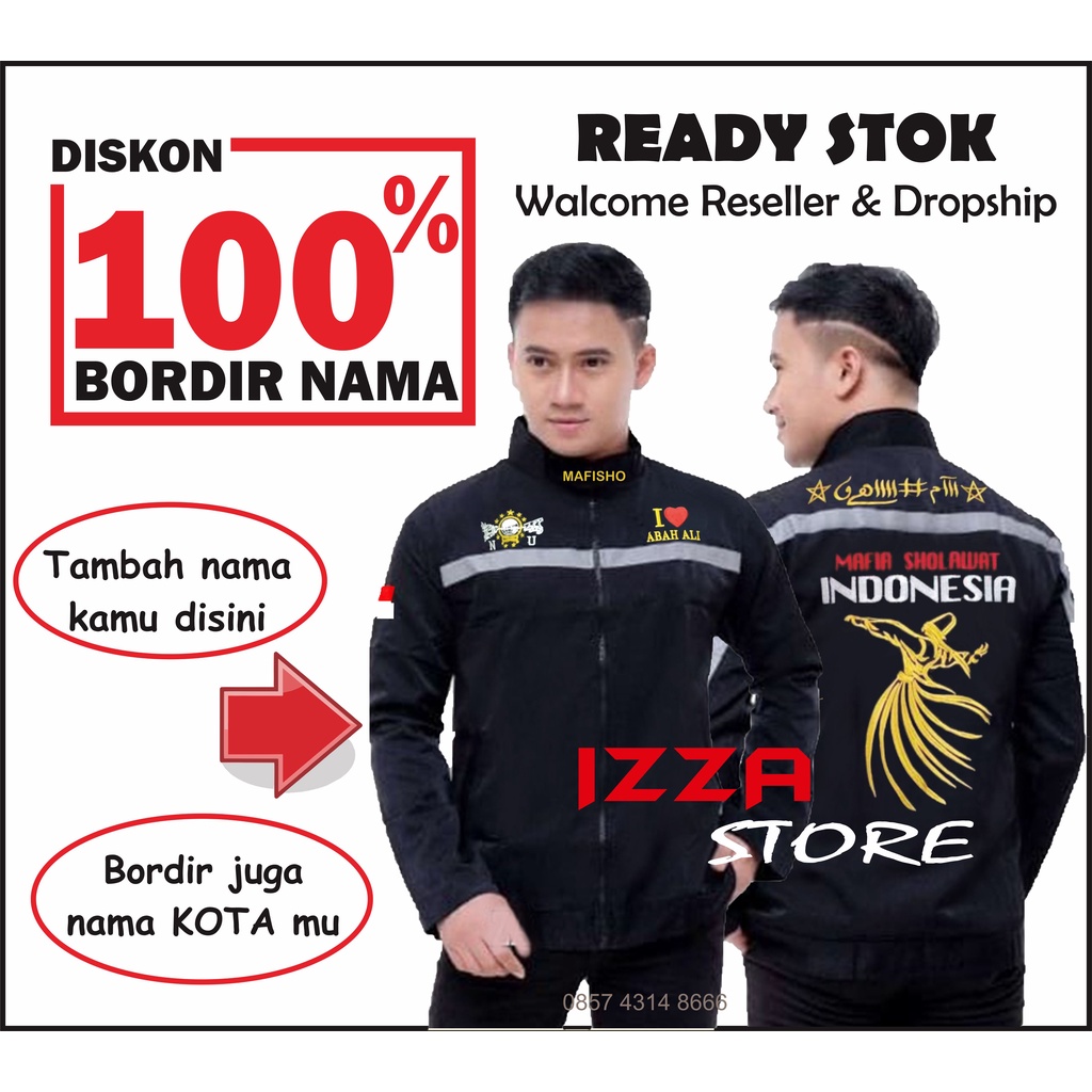 (BIG PROMO) JAKET majelis mafhisho + BORDIR NAMA | jaket majelis mafia sholawat / jaket nu / jaket s