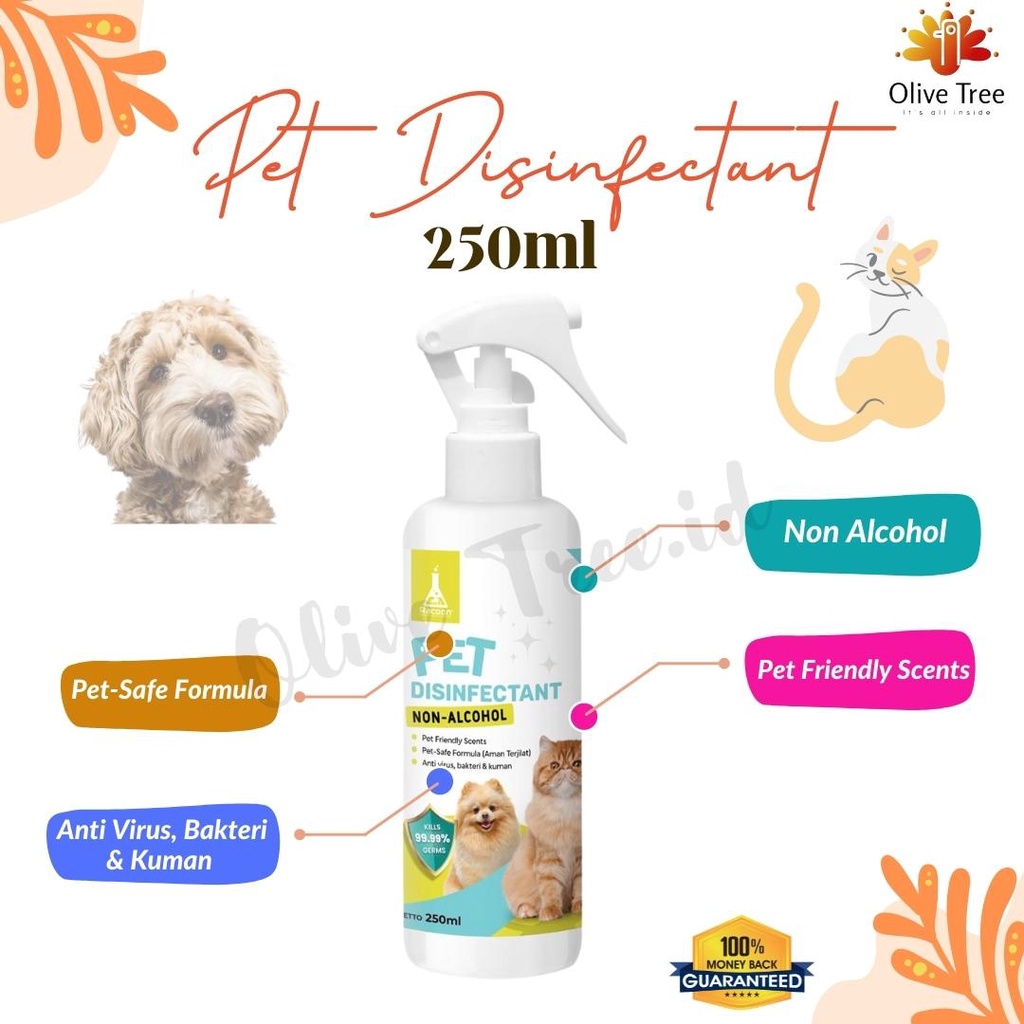 Pet Disinfectant ALCOHOL FREE / Disinfektan Anjing Kucing Racoon 250ml